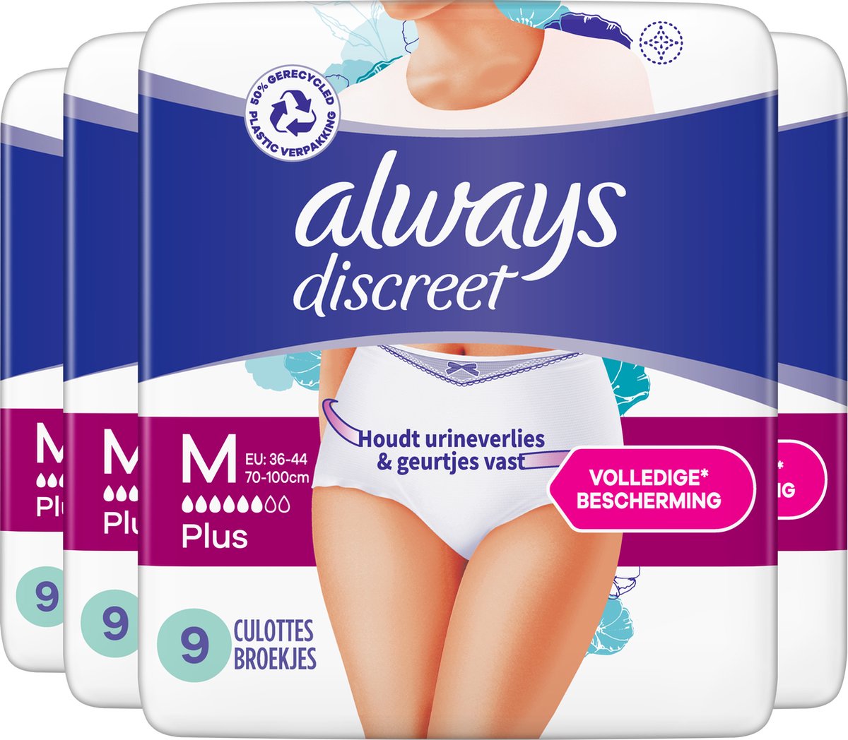 Always Discret pour les fuites urinaires et l'incontinence Plus M - Pack  de