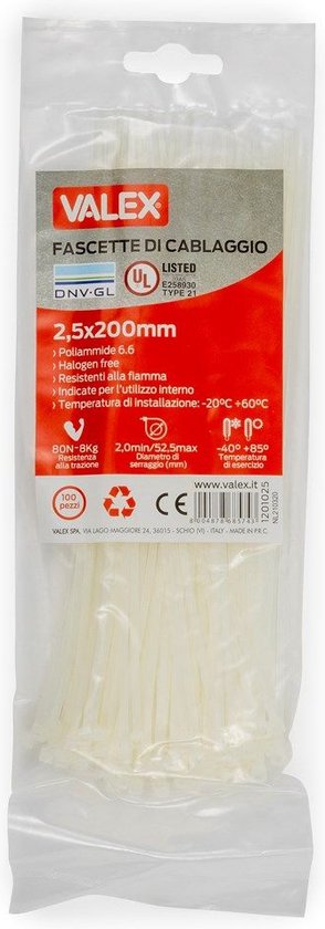 Valex Grüne Kabelbinder, 100 Stück – 250x3,5 Mm, Max. 65 Mm Spanndurchmesser