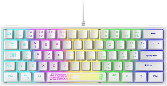 60% RGB Gaming toetsenbord white - gaming keyboard - mechanical feel - wit  - bedraad | bol