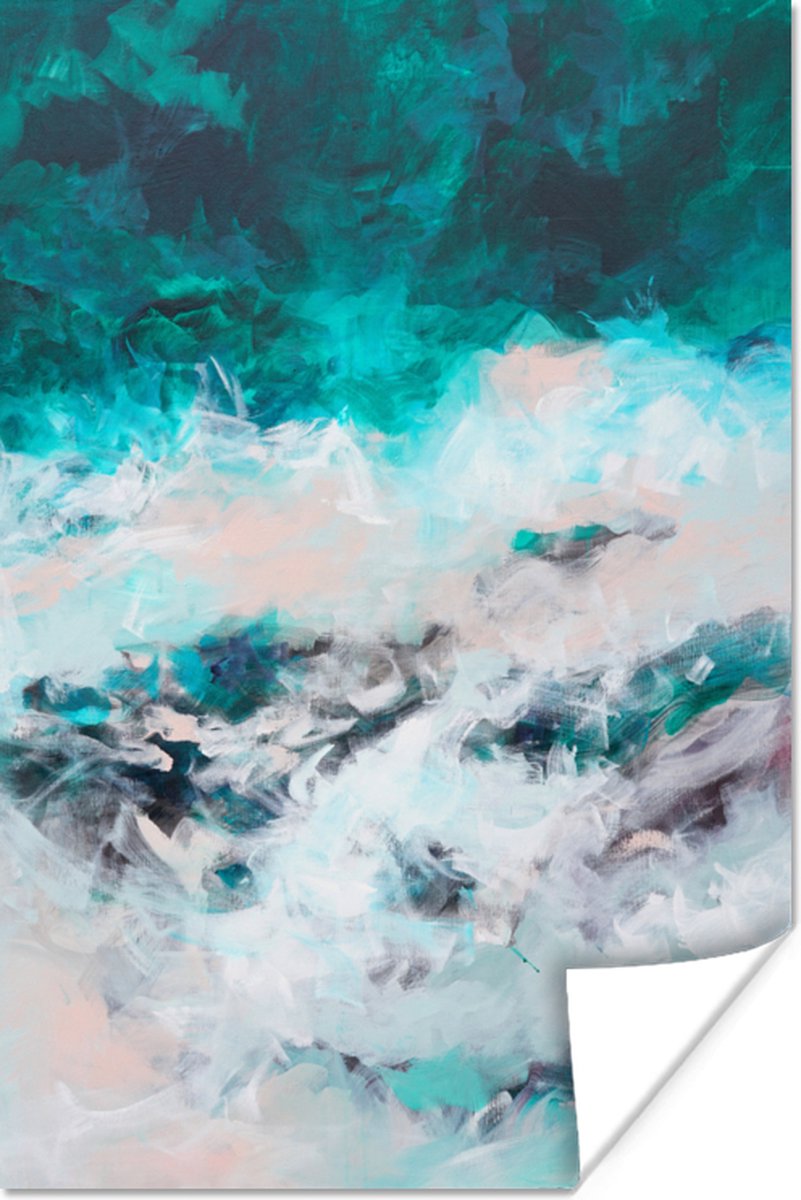 Poster Abstract - Zee - Blauw - Verf - 60x90 cm