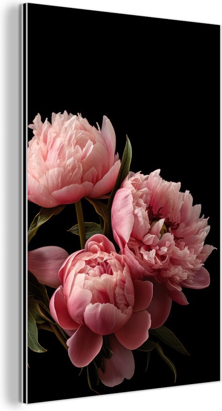 Décoration murale Métal - Peinture Aluminium Industriel - Fleurs - Pivoine - Rose - Botanique - Nature - 20x30 cm - Dibond - Photo sur aluminium - Décoration murale industrielle - Pour le salon/chambre