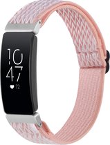 By Qubix Geschikt voor Fitbit Inspire 2 Elastische solo loop nylon bandje - Roze Smartwatchbandje bandje Armband Polsband Strap Band Watchband