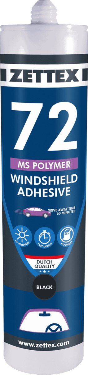 MS 72 Windshield Adhesive - Zwart - 290 ml