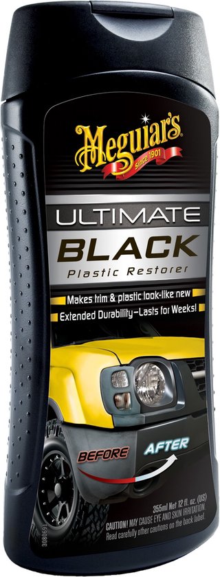 Meguiar's Ultimate Black Plastic Restorer - 355 ml - Poetsmiddel - UV beschermend - Extra glans cadeau geven