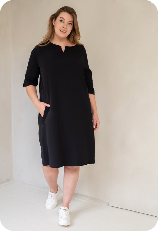 Robe noire Je m'appelle - Femme - Plus tailles - Tissu voyage - Taille 50 - 4 tailles disponibles