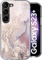 Samsung Galaxy S23 Plus Hoesje - Back Cover Marmer Siliconen Case Roze