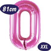 Cijfer Ballonnen - Ballon Cijfer 0 - 70cm Fuchsia Roze - Folie - Opblaas Cijfers - Verjaardag - 10, 20, 30, 40, 50, 60, 70, 80, 90 jaar - Versiering