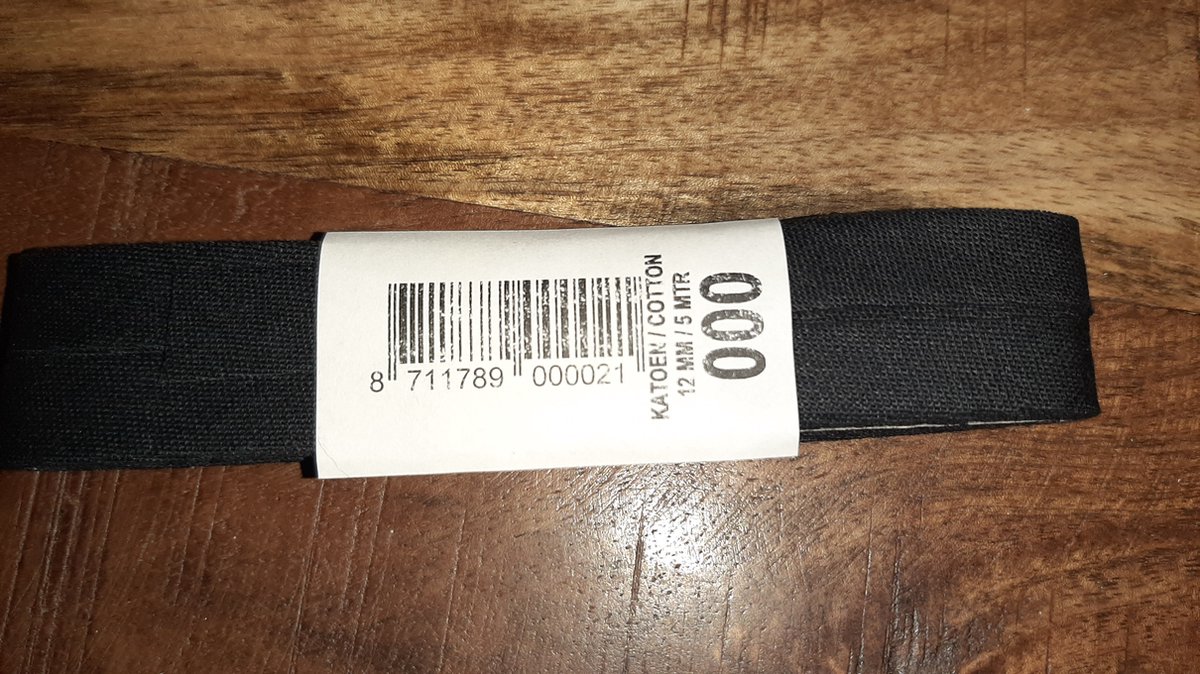 Oaki doki Biaisband 12 mm, 5 meter, zwart