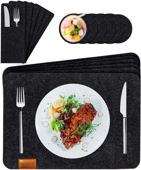 Placemats vilt 6 wasbare placemats + 6 glazen onderzetters + 6