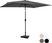 VONROC Premium Parasol Rapallo 200x300cm – Duurzame parasol - combi set incl. parasolvoet van 20 kg - Kantelbaar – UV werend doek - grijs – Incl. beschermhoes