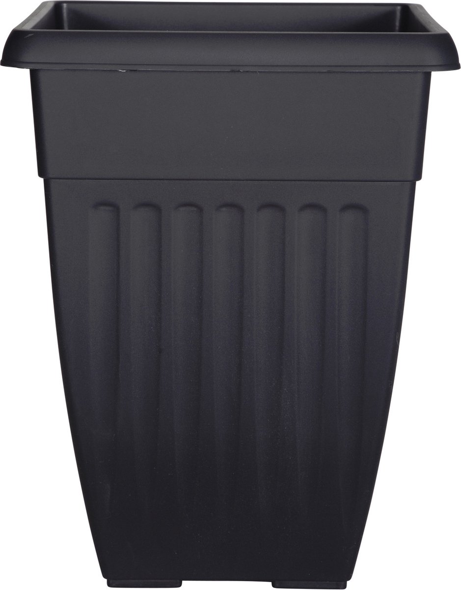 Whitefurze Buiten plantenpot/bloempot/planter - zwart - kunststof - L31 x B31 x H42 cm