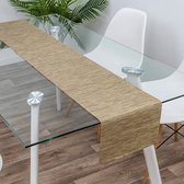 Chemin de table tissé vinyle beige bambou | Nappes Françaises®