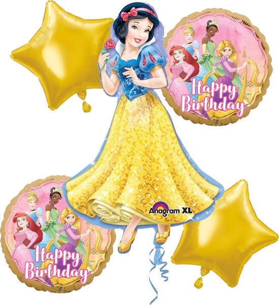 Disney Princess – Sneeuwwitje - Ballon set – 5-Delig – Helium ballon – Folieballon - Happy Birthday.