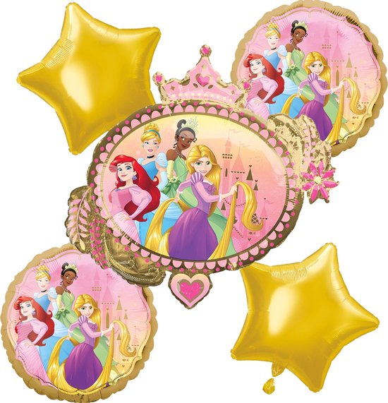Disney Princess – Ballon set – 5-Delig – Helium ballon – Folieballon - Versiering - Kinderfeest.