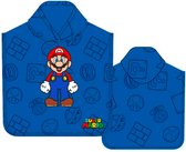 Super Mario Poncho - Badponcho - Handdoek - Sneldrogend - Blauw - 50 x 100 cm (uitgevouwen) - One Size (ongeveer 2-6 jaar)