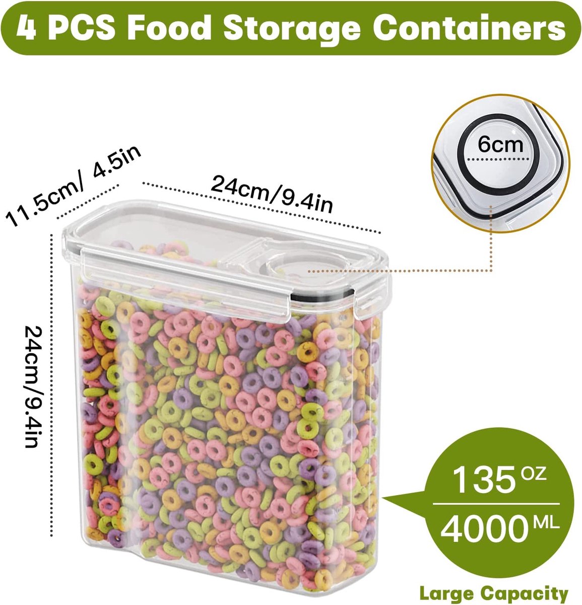 3 x 500 ml Plastic Opbergpot Met Schroef Top Deksels