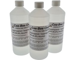Cee-Bee Isopropanol | Isopropyl | IPA 99.9% Alcohol | 1000 ml | 3 flessen á 1 liter | 3 liter