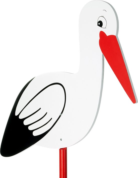 BRUBAKER Grande Cigogne en Bois - Hochet Cigogne pour l'Intérieur et l'Extérieur - Cadeau de Naissance Cigogne pour l'Extérieur - Cadeau de Naissance Cigogne en Bois 100 cm Groot, Imprimé Recto et Verso