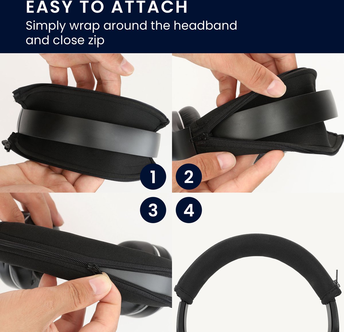 kwmobile cover voor koptelefoon hoofdband - geschikt voor Sennheiser HD 4.50BTNC / HD4.40BT / HD4.30 / HD 350BT - Koptelefoon band hoes van neopreen - In zwart — afbeelding 10