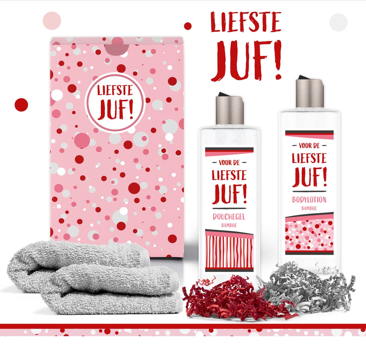 Goedkoopste Geschenkset De liefste juf - 4 producten - 550 gram | Giftset voor haar - Juffendag - Cadeau Juffrouw - Lerares - Docent - Overblijfjuf - Einde schooljaar - Afscheid - Leerkracht - Stagiaire - Luxe Cadeaubox - Geschenk - Set - Pakket - Vrouw - Roze