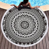 Mandala strandhanddoek, rond, kwastje, ronde strandhanddoek, geschikt voor strand, yogamatten, sjaal, tapijt, 150 cm