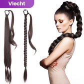SassyGoods® Braided Ponytail Extensions - Haar Extensions - Vlechthaar - Braids Hair - Haarstuk - Donkerbruin #4 - 65 cm