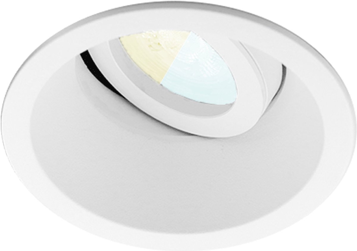 Inbouwspot Enno met Philips HUE White Ambiance - Voor binnen / woonkamer / keuken / slaapkamer - spot - Wit - rond verdiepte spot - IP20 - GU10 - Buitendiameter: 93MM - boorgat: 80MM - min. Inbouwdiepte: 90MM
