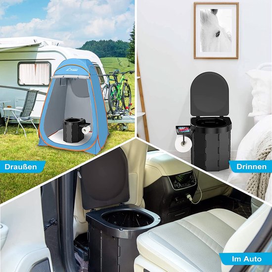 Toilettes de camping, toilettes pliables pour adultes avec étagère