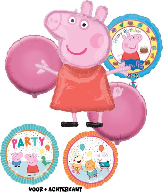 Peppa Pig – Helium ballon set – 5-Delig – Folieballon - Verjaardag - Kinderfeest.