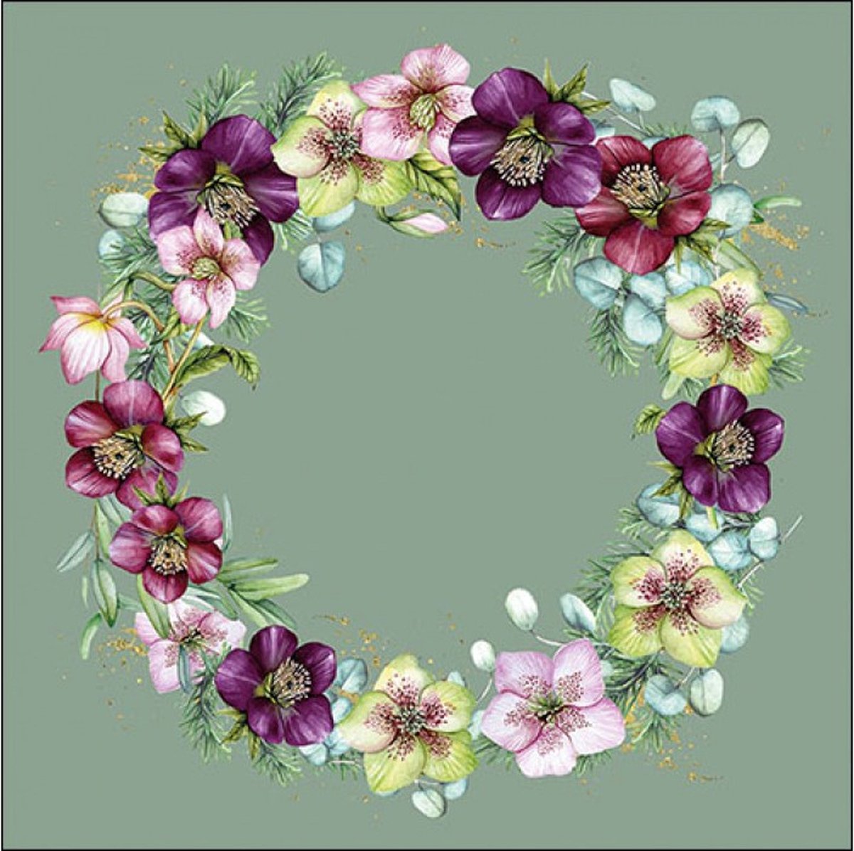 Ambiente - Lunch servetten - Christmas Rose Green