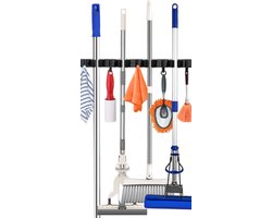 Luxe Bezemhouder - Opbergsysteem - Bezem ophangsysteem - Gereedschapshouder - Ophanghaken - Tuingereedschap - Gereedschap opbergen - Zwart