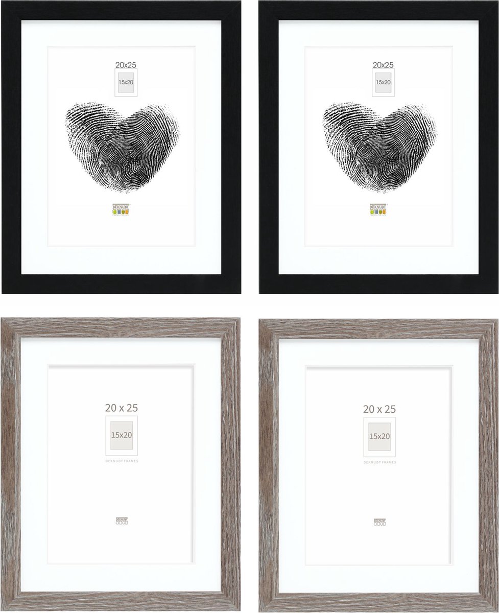Deknudt Frames fotowand S66KMP 11 - 4 fotokaders - foto 15x20/20x25 cm zwart