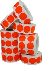 Sticker Set - "Licht Oranje Fluor" - 10 Rollen - 1000 Stuks per rol - Etiketten - 25mm - Sluitsticker - Promotie Sticker - Bulkverpakking