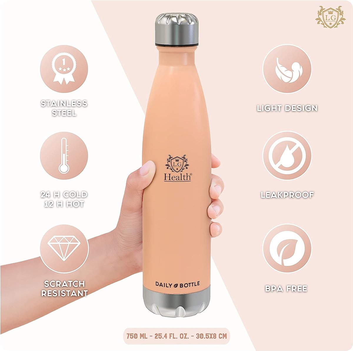 Geïsoleerde fles (drinkfles) 500 ml van roestvrij staal voor warme of koude dranken, kat pusheen Foodie