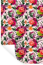 Stickers muraux - Fleurs - Couleurs - Motifs - 80x120 cm - Film Adhésif