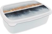 Broodtrommel Wit - Lunchbox - Brooddoos - Goud - Abstract - Design - 18x12x6 cm - Volwassenen
