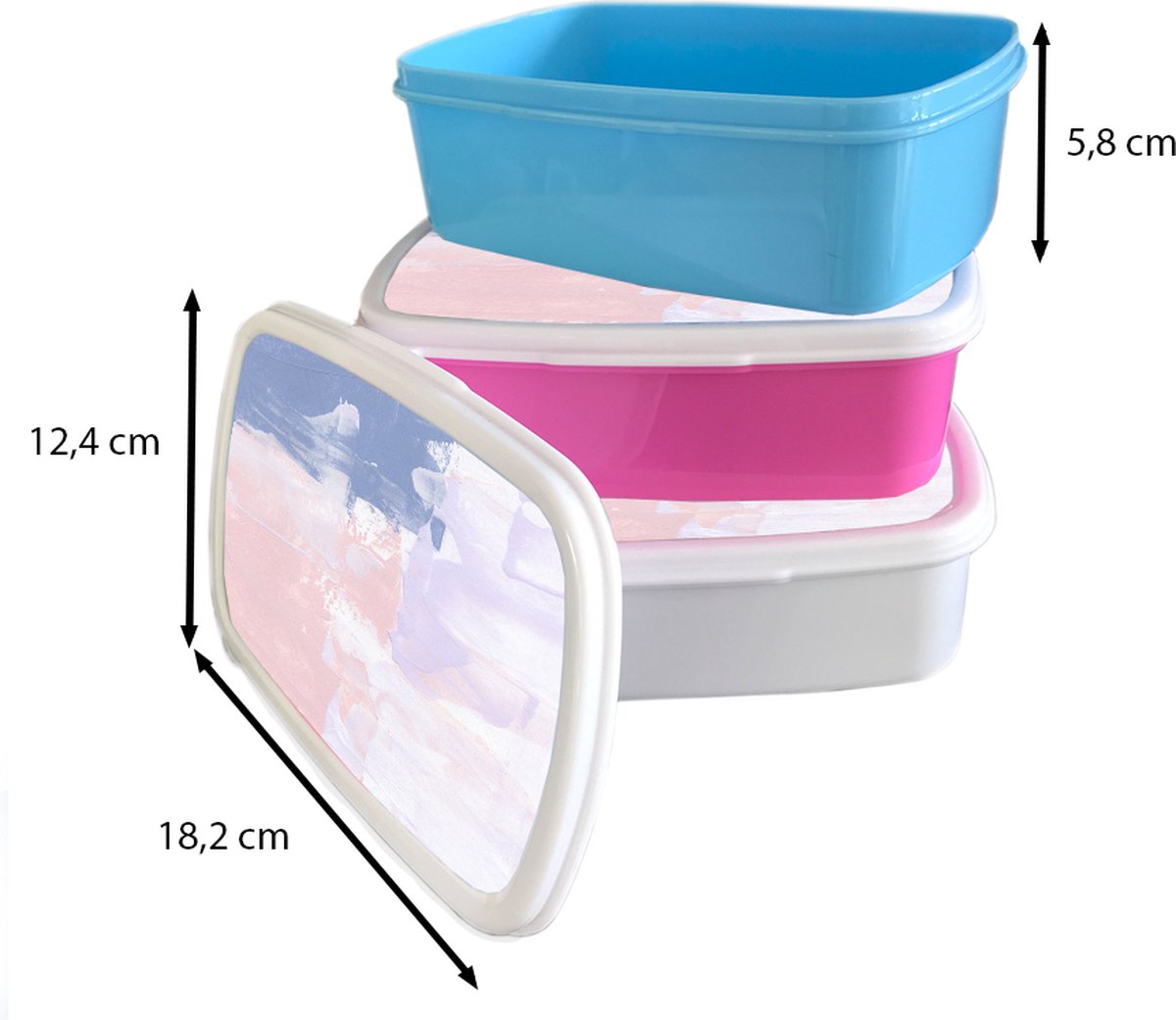 Broodtrommel Wit - Lunchbox - Brooddoos - Pastel - Design - Verf - 18x12x6 cm - Volwassenen