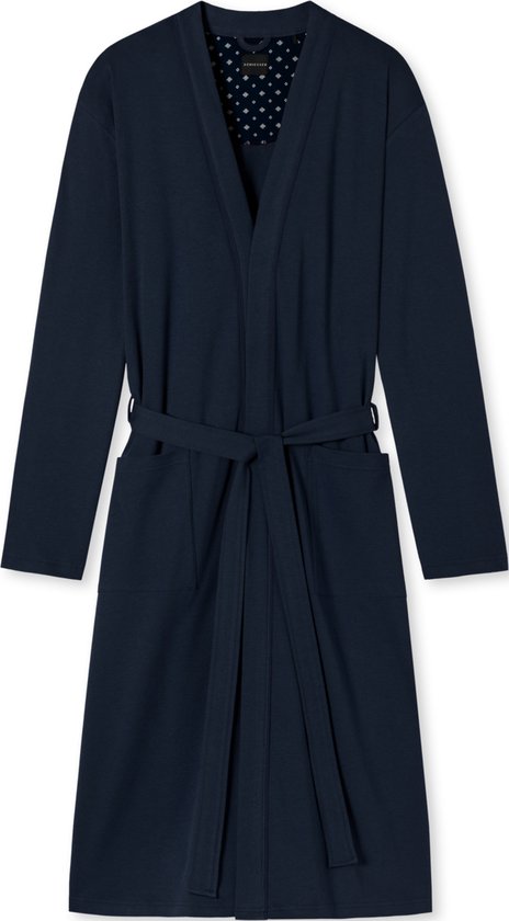 SCHIESSER Essentials badjas - heren badjas fine interlock donkerblauw - Maat: L