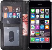 iphone 5 hoesje bookcase zwart - iPhone 5s hoesje bookcase - Apple iphone se 2016 hoesje bookcase wallet case portemonnee book case hoes cover