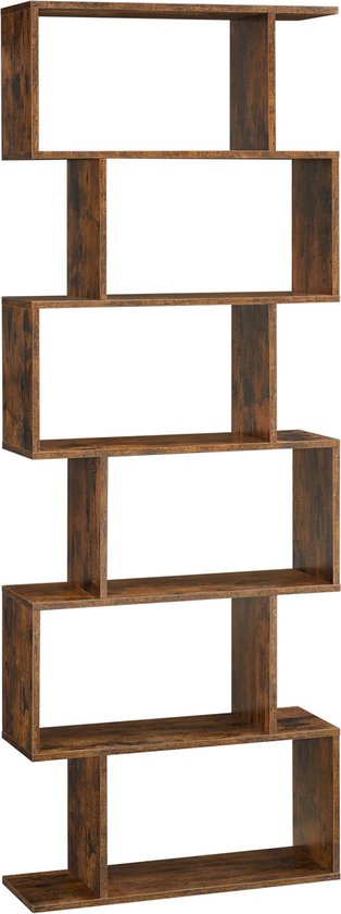 Rootz Contemporary Bookcase - 6-Level Shelf - Storage Unit - Scheidingswand voor woonkamer, slaapkamer, kantoor - Rustiek bruin