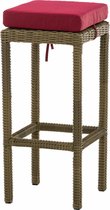 Barkruk Brivu - Rotan - Robijnrood/ Houtkleur - Barstoelen buiten of keuken - Zonder rugleuning - Set van 1 - Rieten - Ergonomisch - 74cm hoog
