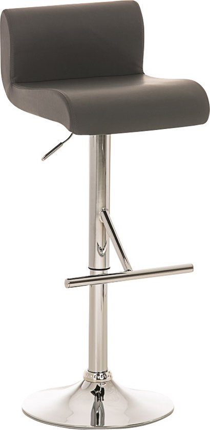 Barkruk deluxe - Met rugleuning - In hoogte verstelbaar - Set van 1 - Ergonomische - barstoelen - Keuken - Grijs - 64-84cm