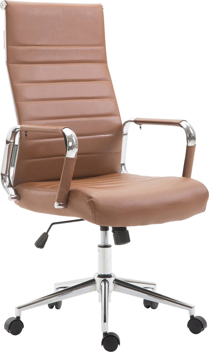 Luxe Bureaustoel Gaspare XL - Kunstleer - Bruin - Op wielen - Ergonomische bureaustoel - Voor volwassenen - In hoogte verstelbaar