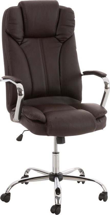 Bureaustoel Attilio XL - Bruin - Op wielen - Kunstleer - Ergonomische bureaustoel - Voor volwassenen - In hoogte verstelbaar 45-55cm
