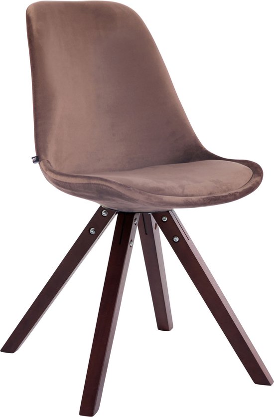 Bezoekersstoel Famke - Eetkamerstoel - Bruin velours - Bruine poten - Set van 1 - Zithoogte 48 cm - Deluxe