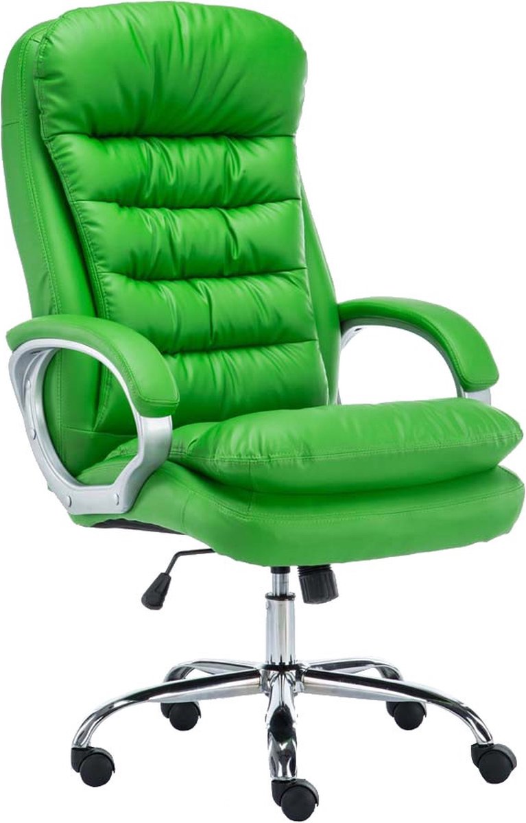 Agata Bureaustoel Modern - Groen - Op wielen - Kunstleer - Voor volwassenen - Ergonomische bureaustoel - In hoogte verstelbaar 45-52cm