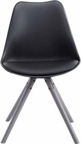 Chaise visiteur Orlando - Chaise de salle à manger - cuir artificiel noir - Pieds gris - Set de 1 - Hauteur d'assise 48 cm - Deluxe