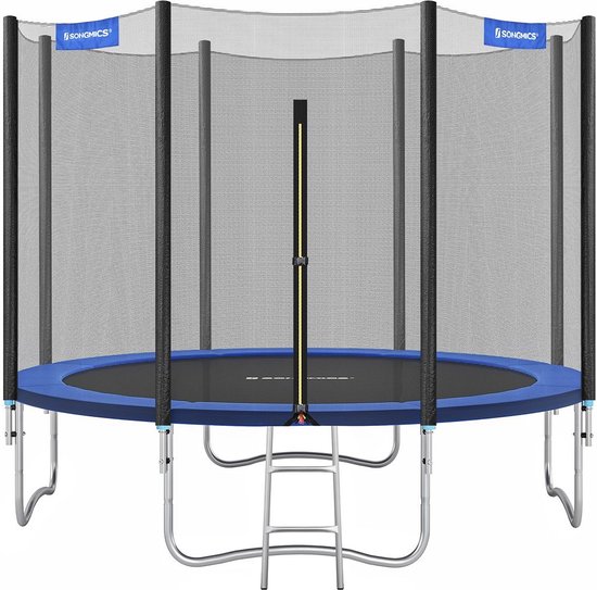 trampoline met veiligheidsnet - tuintrampoline - 305 cm - ronde trampoline - met veiligheidsnet - met ladder - Zwart Blauw
