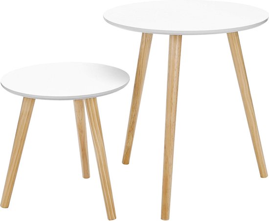 Luxe bijzettafels Antiope - 2 stuks - Ronde salontafel - Laptoptafel - Industriele tafel - Plantentafel - Metaal met hout