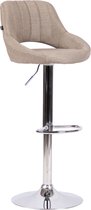 Barkruk Hipo Taupe chroom - Stof - Zithoogte 60-81cm - Ergonomische barstoelen - In hoogte verstelbaar - Set van 1 - Met rugleuning - Voor keuken en bar